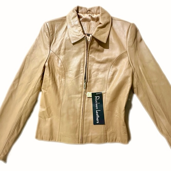 Rosleen Leathers Jackets & Blazers - Rosleen Leather Jacket Full Zip Color: Camel
Size: Medium